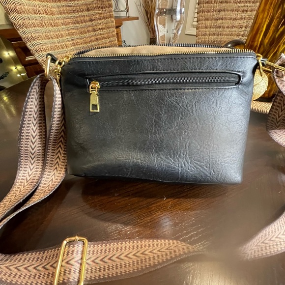 Shanghai Tang Black Crossbody Bag with Gold Accents - Picture 2 of 3